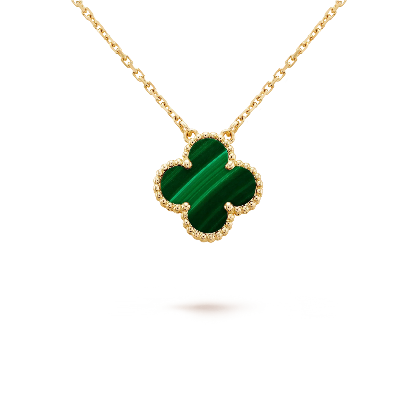 [Luxery]CLOVER 15MM MALACHITE SINGLE FLOWER  NECKLACE