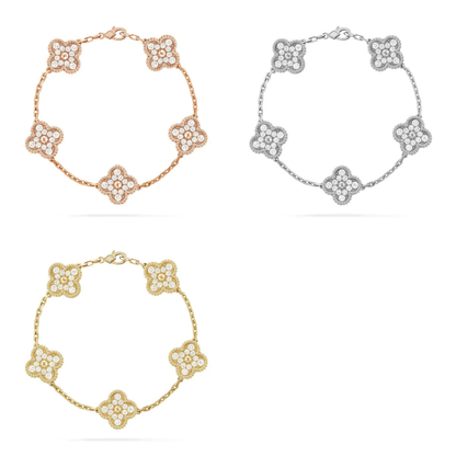 [⭐Luxus] CLOVER 5 MOTIF VOLLDIAMANT ARMBAND KOLLEKTION