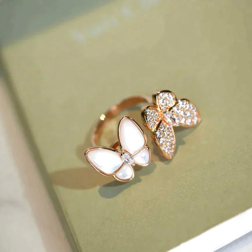[Luxery]TWIN BUTTERFLY DIAMOND MOP RING