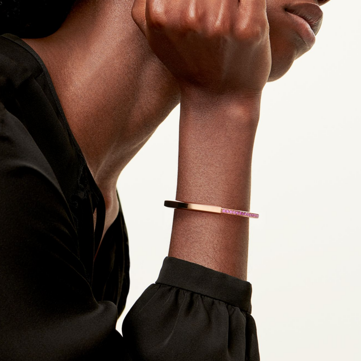 [⭐Luxery Jewels]LOCK BRACELET ROSE DIAMOND PINK GOLD