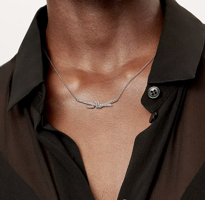 [⭐Luxery Jewels]KNOT PENDANT SILVER DIAMOND NECKLACE