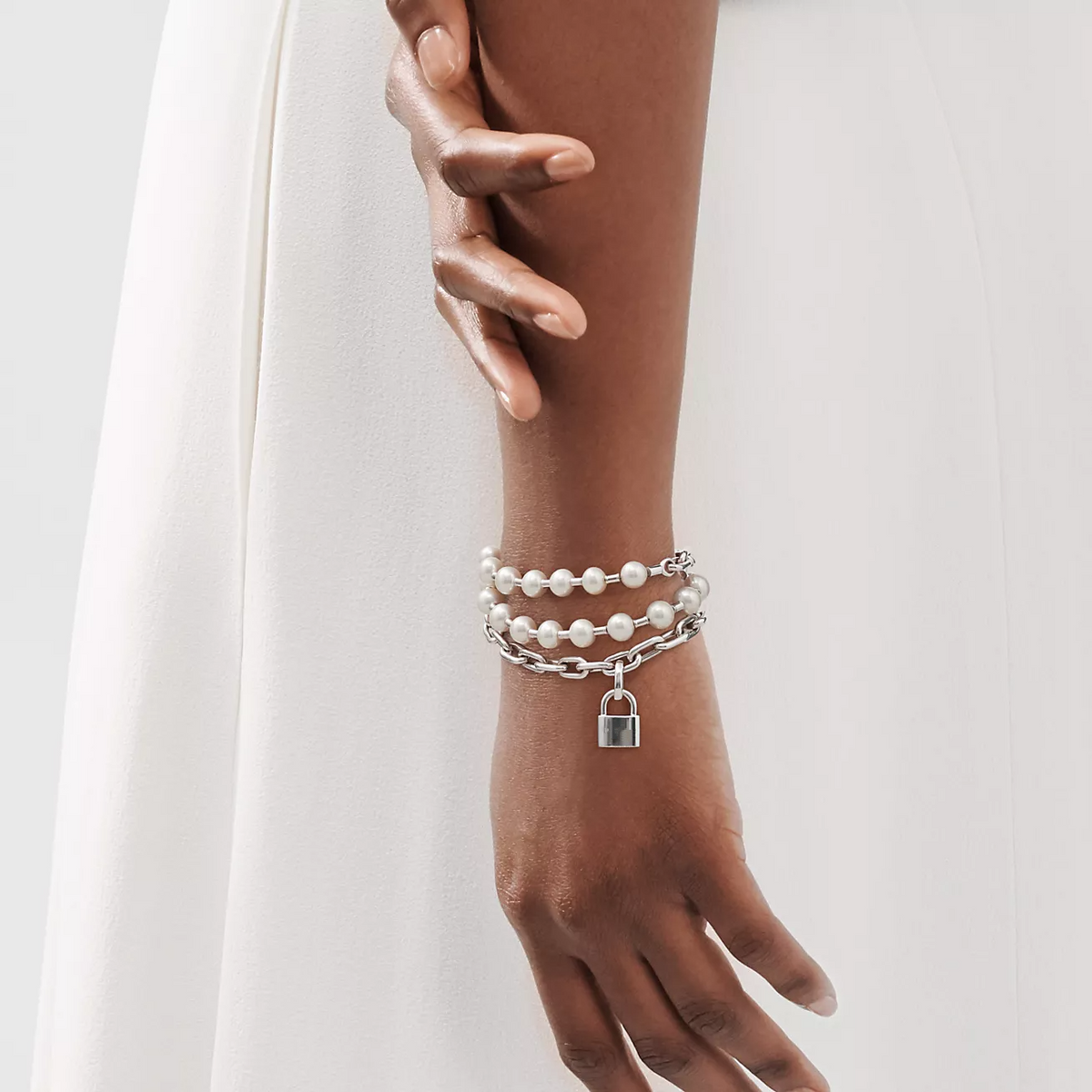 [⭐Luxery Jewels]PEARL LOCK SILVER BRACELET