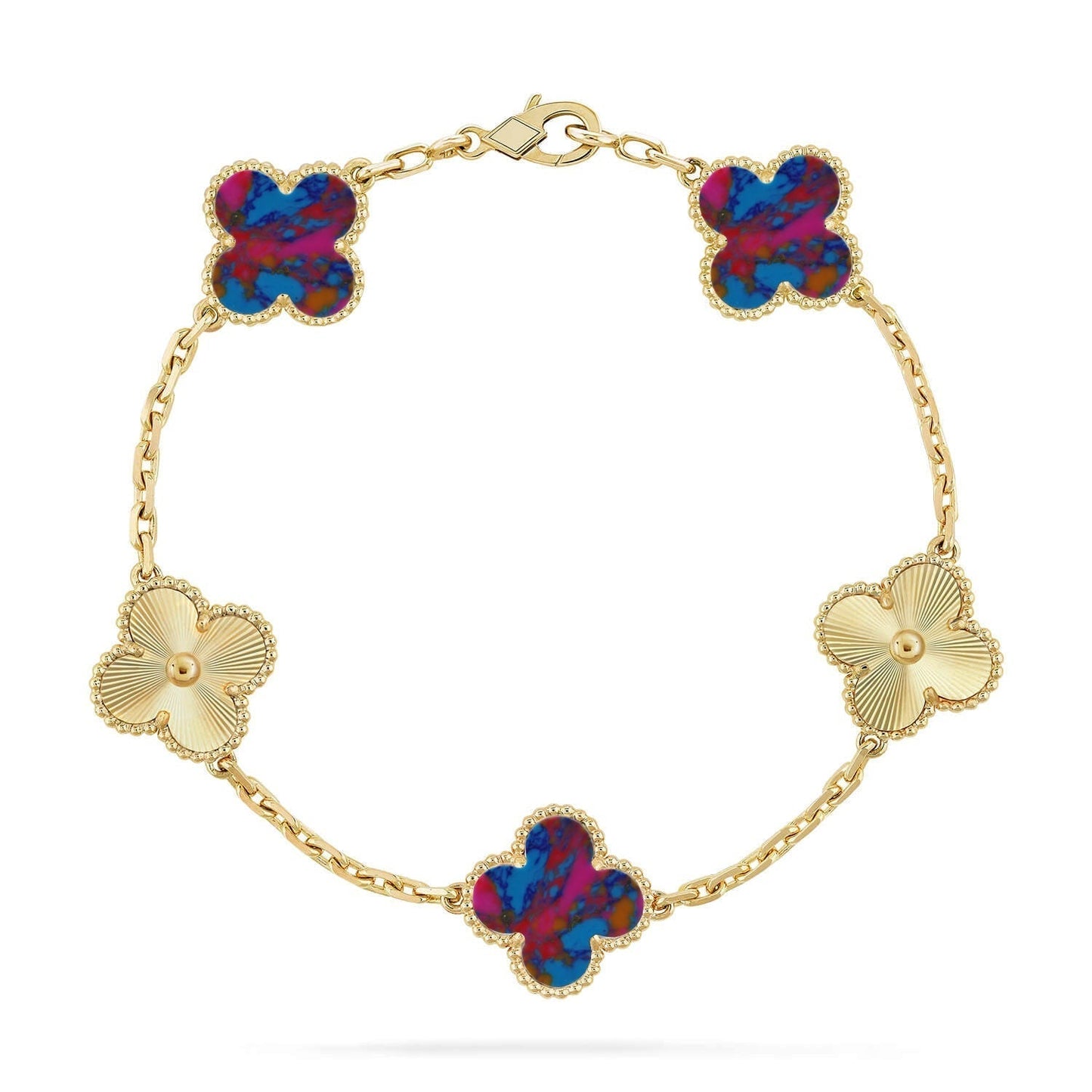 [Luxery]CLOVER 5 MOTIF COLOR GEMSTONES BRACELET COLLECTION