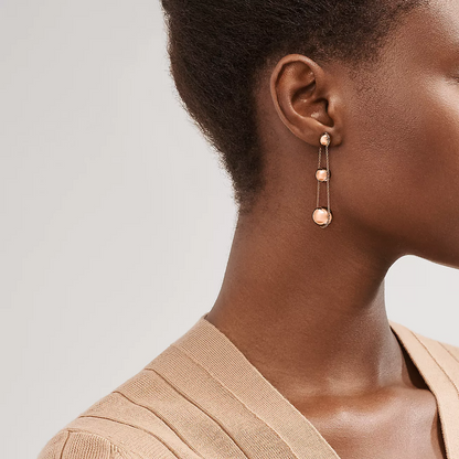 [⭐Luxery Jewels]TRIPLE DROP PINK GOLD EARRINGS