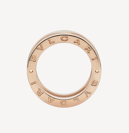 [⭐Luxery]ZERO 1 ツーバンド ループ ホワイトセラミック スパイラル ピンクゴールド リング