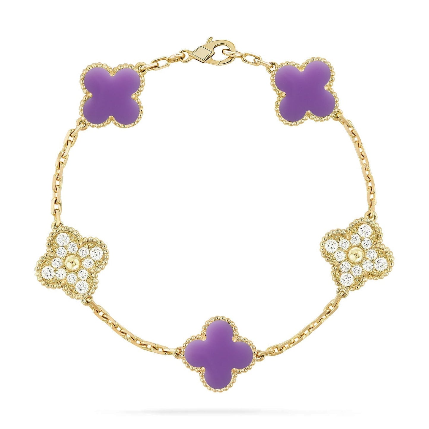 [Luxery]CLOVER 5 MOTIF LIGHT PURPLE BRACELET COLLECTION