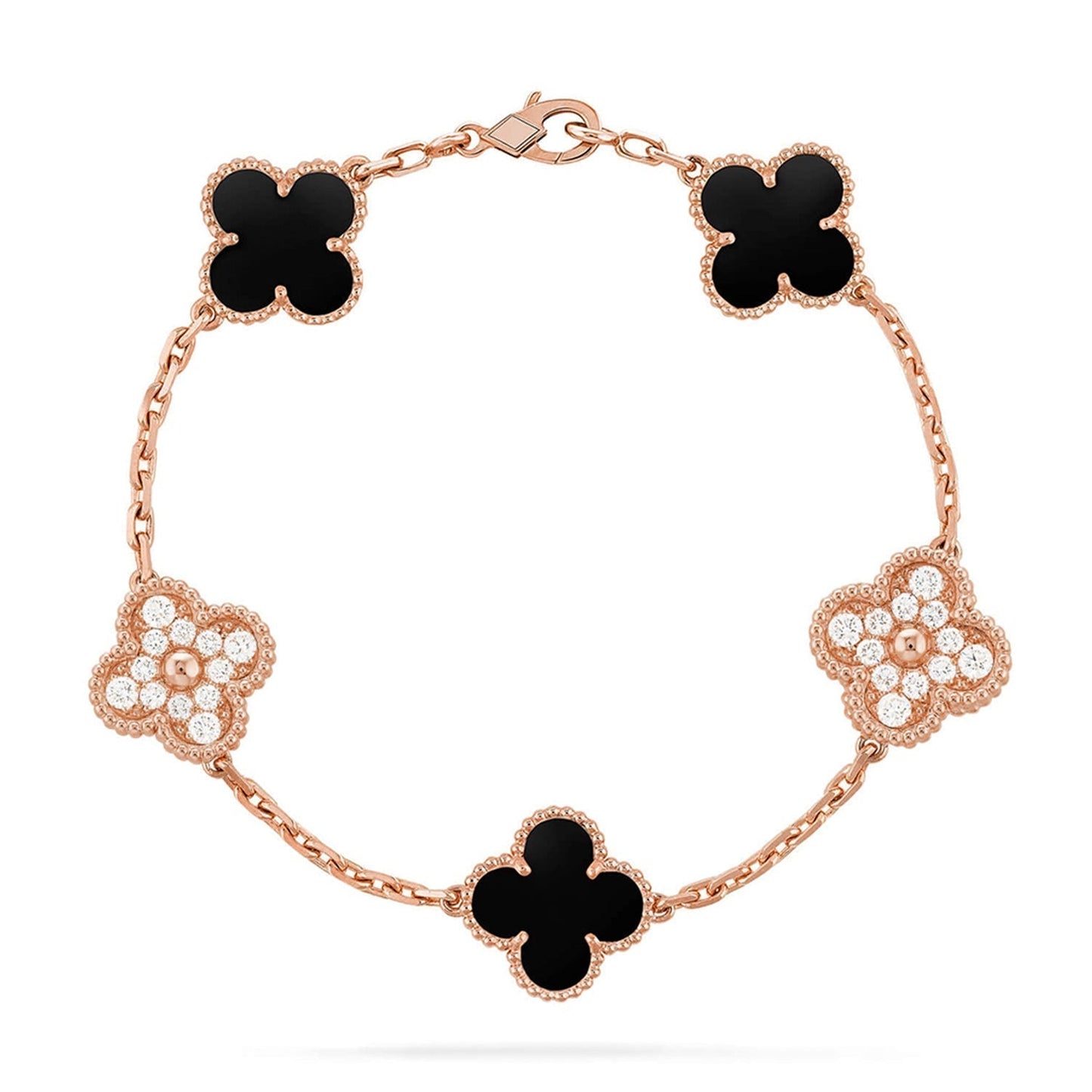 [Luxery] CLOVER 5 MOTIF ONYXS BRACELET COLLECTION