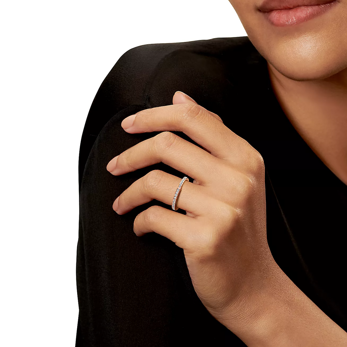 [⭐Luxery Jewels]LOCK RING PINK GOLD DIAMOND PAVED