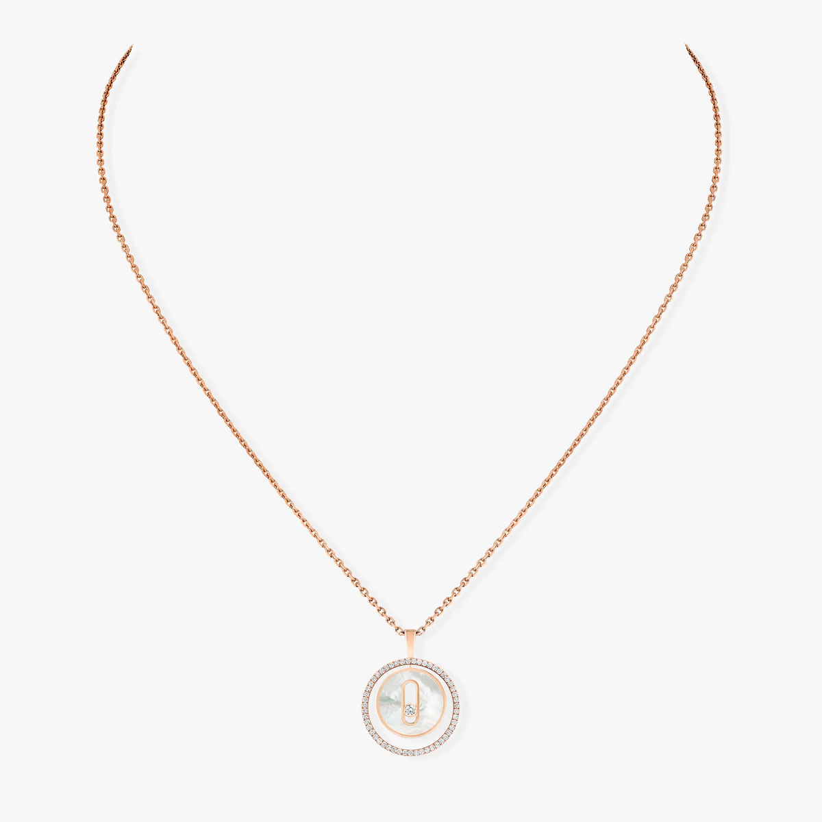 [⭐Luxery]Demo MOVE 1 DIAMOND WHITE MOTHER OF PEARL PINK GOLD DIAMOND NECKLACE