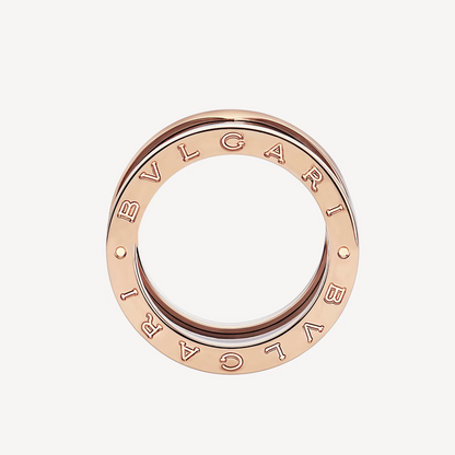 [⭐Luxery]ZERO 1 VIER-REIHIGER RING MIT SCHWARZER KERAMIKSPIRALE UND ROSÉGOLD