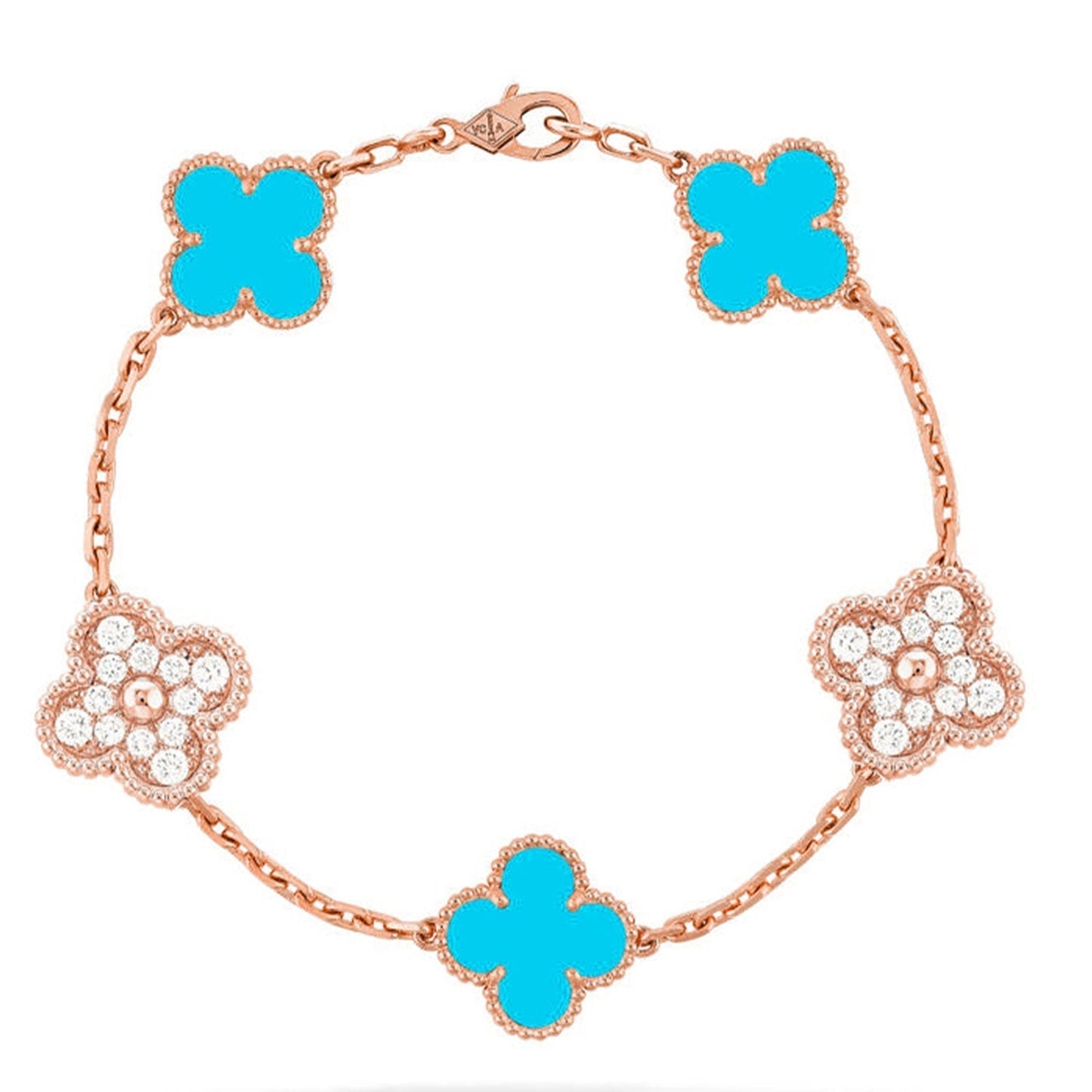 [Luxery] CLOVER 5 MOTIF TURQUOISE BRACELET COLLECTION