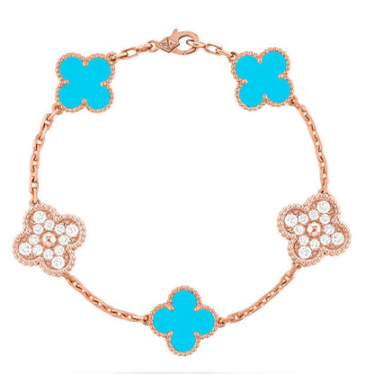 [Luxery] CLOVER 5 MOTIF TURQUOISE BRACELET COLLECTION