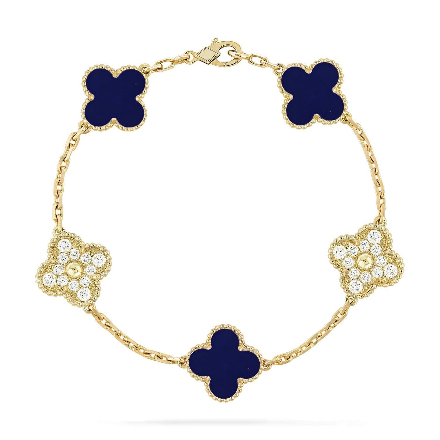 [Luxery]CLOVER 5 MOTIF LAPIS LAZULI BRACELET COLLECTION
