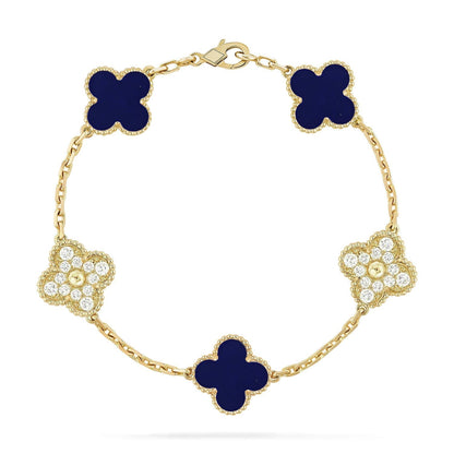 [Luxery]CLOVER 5 MOTIF LAPIS LAZULI BRACELET COLLECTION
