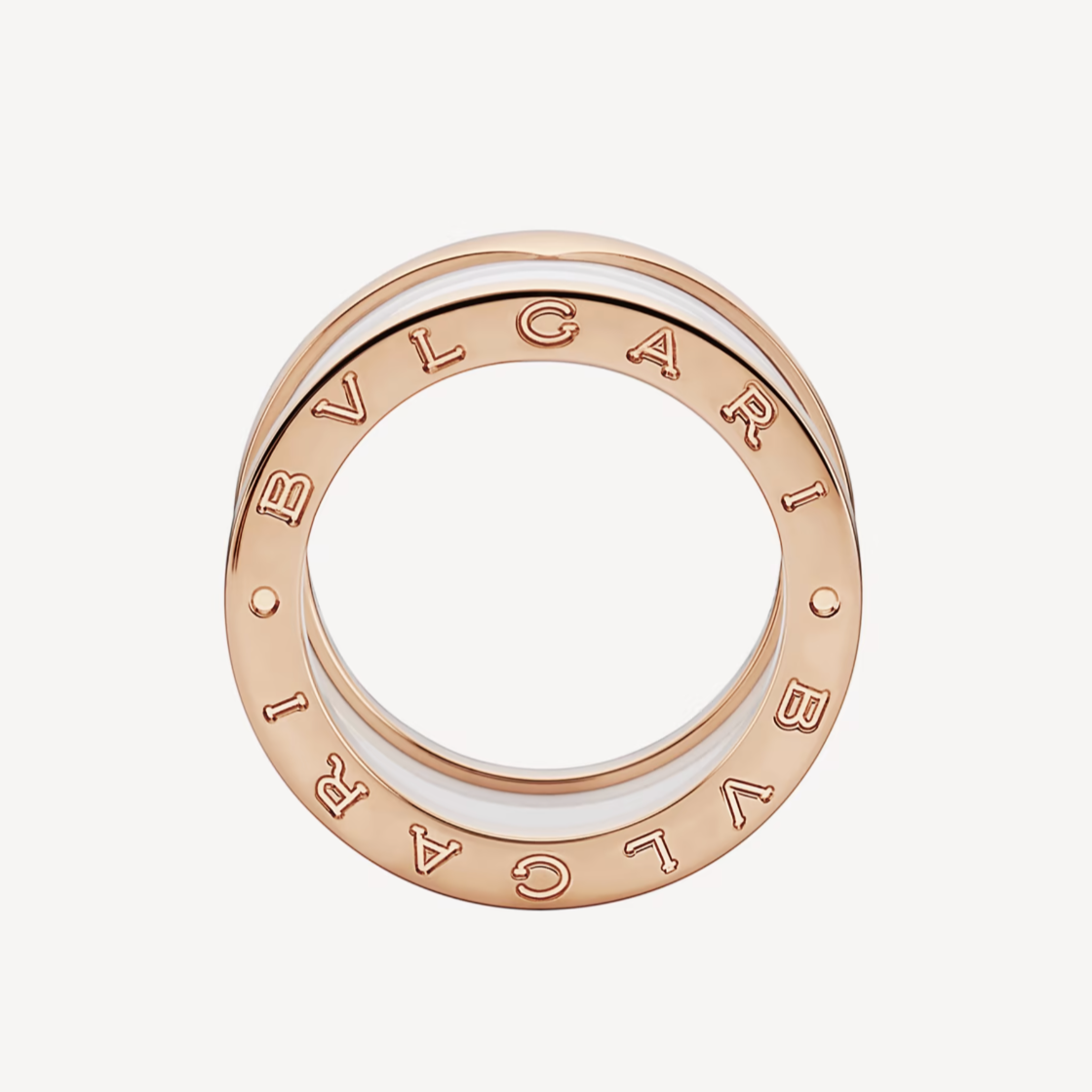 [⭐Luxery]ZERO 1 VIER-BAND-RING MIT SPIRALE AUS WEISSER KERAMIK UND ROSÉGOLD