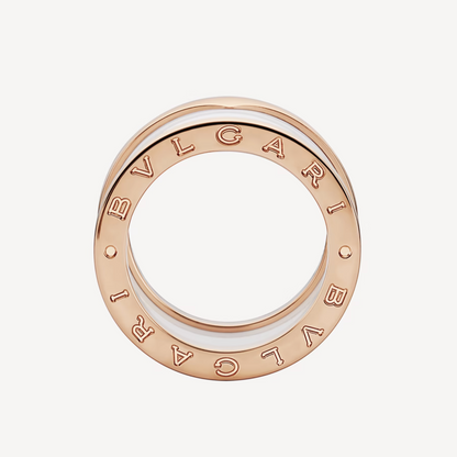 [⭐Luxery]ZERO 1 VIER-BAND-RING MIT SPIRALE AUS WEISSER KERAMIK UND ROSÉGOLD