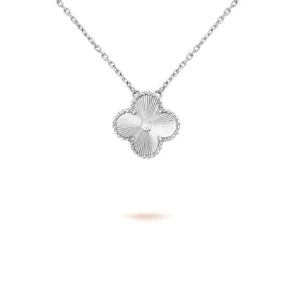 [Luxery]CLOVER  15MM DIAMOND LASER NECKLACE SILVER