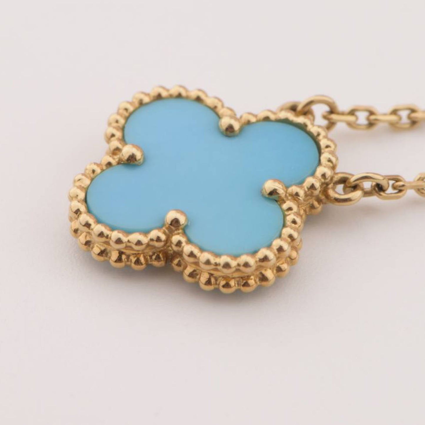 [Luxery]CLOVER 15MM VINTAGE TURQUOISE NECKLACE