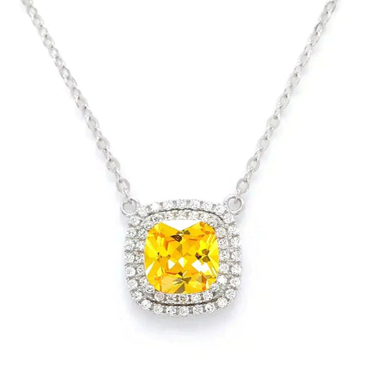[⭐Luxery Jewels]⭐LuxeryLERS CITRINE GEMSTONE PENDANT NECKLACE STERLING SILVER