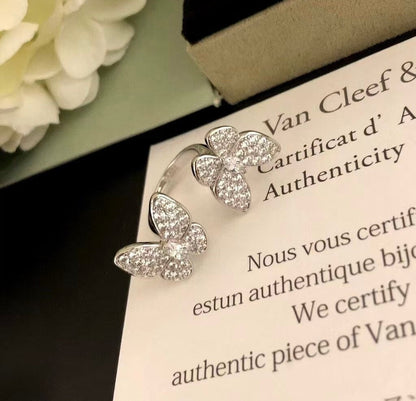 [Luxery]TWIN SILVER BUTTERFLY DIAMOND RING