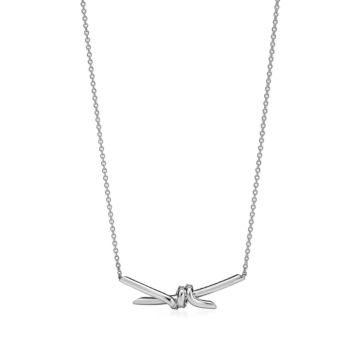 [⭐Luxery Jewels]KNOT PENDANT SILVER DIAMOND NECKLACE