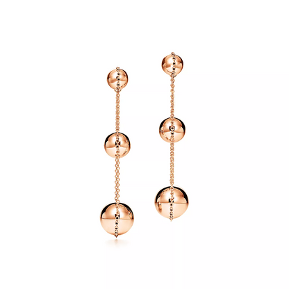 [⭐Luxery Jewels]TRIPLE DROP PINK GOLD EARRINGS