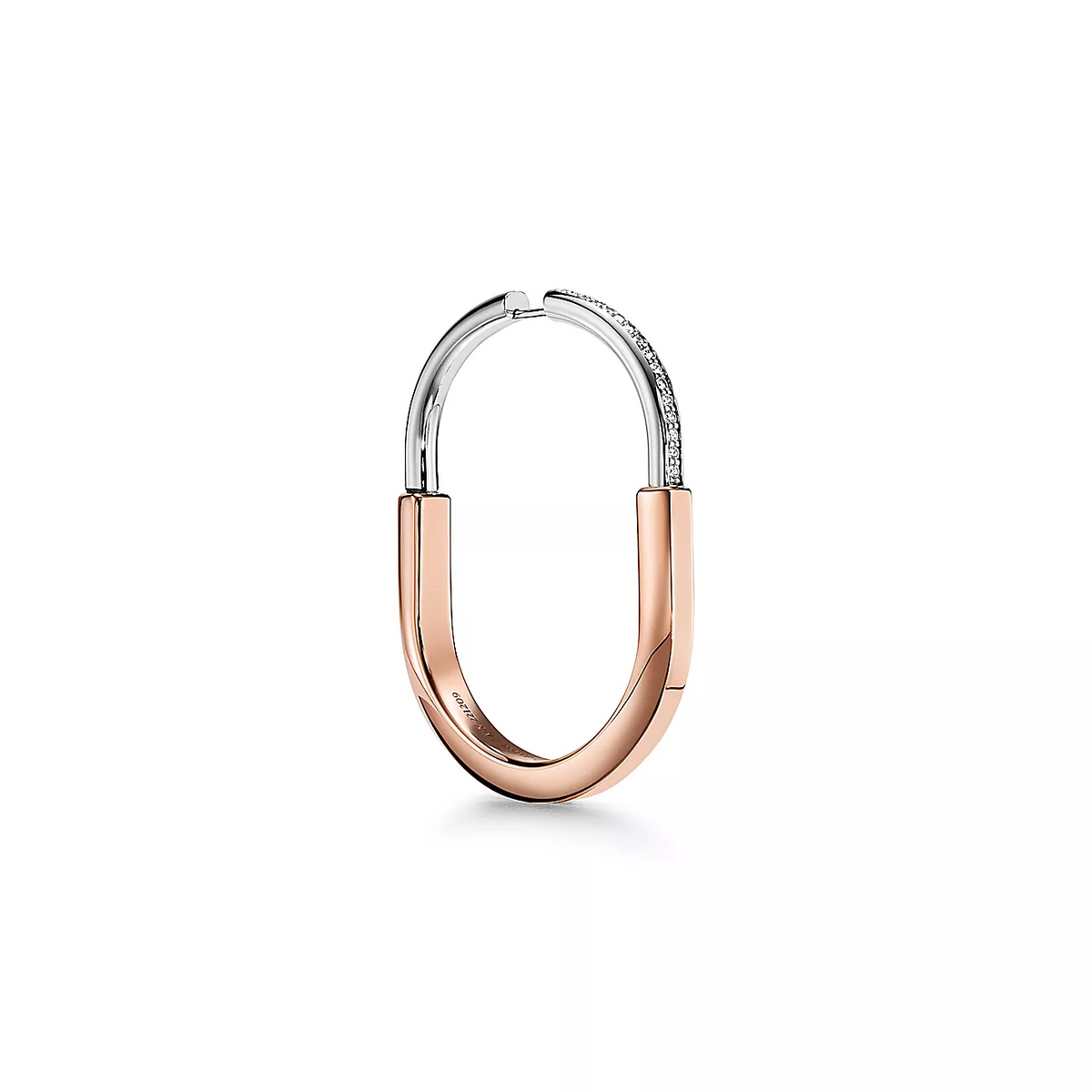 [⭐Luxery Jewels]LOCK EARRINGS ROSE AND WHITE GOLD DIAMONDS EXTRA LARGE