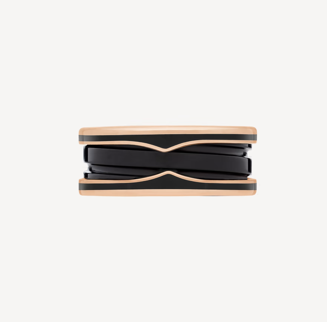 [⭐Luxery]ZERO 1 ZWEIBAND MIT MATTSCHWARZER KERAMIK ROSÉGOLD RING