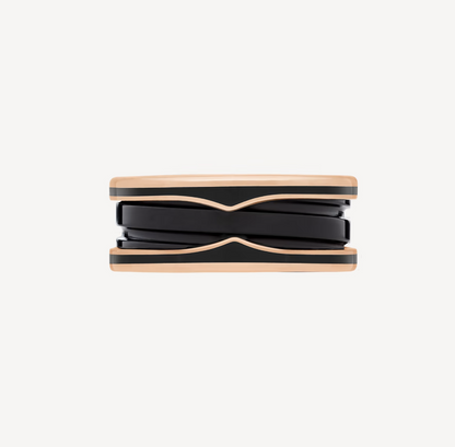 [⭐Luxery]ZERO 1 ZWEIBAND MIT MATTSCHWARZER KERAMIK ROSÉGOLD RING