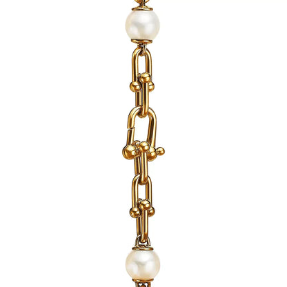 [⭐Luxery Jewels]ゴールドリンクブレスレット 淡水パール付き