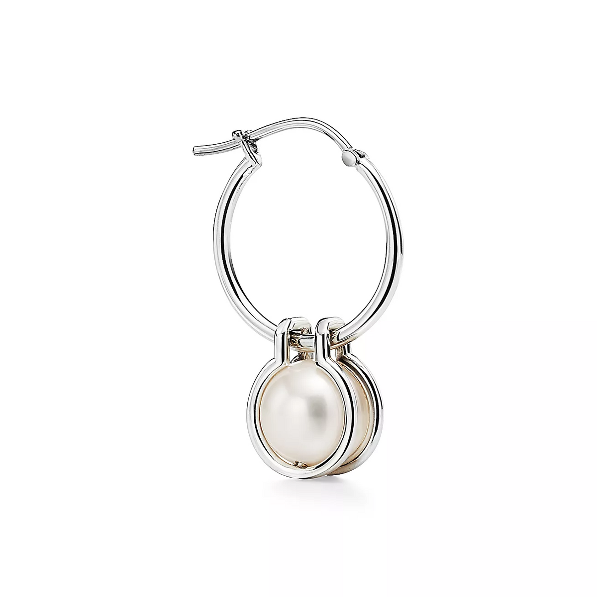 [⭐Luxery Jewels]PEARL HOOP SILVER EARRINGS