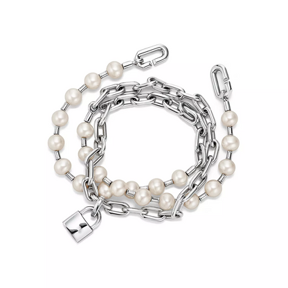 [⭐Luxery Jewels]PEARL LOCK SILVER BRACELET