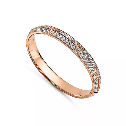 [⭐Luxery Jewels]ATLAS X PINK GOLD DIAMOND PAVED BRACELET