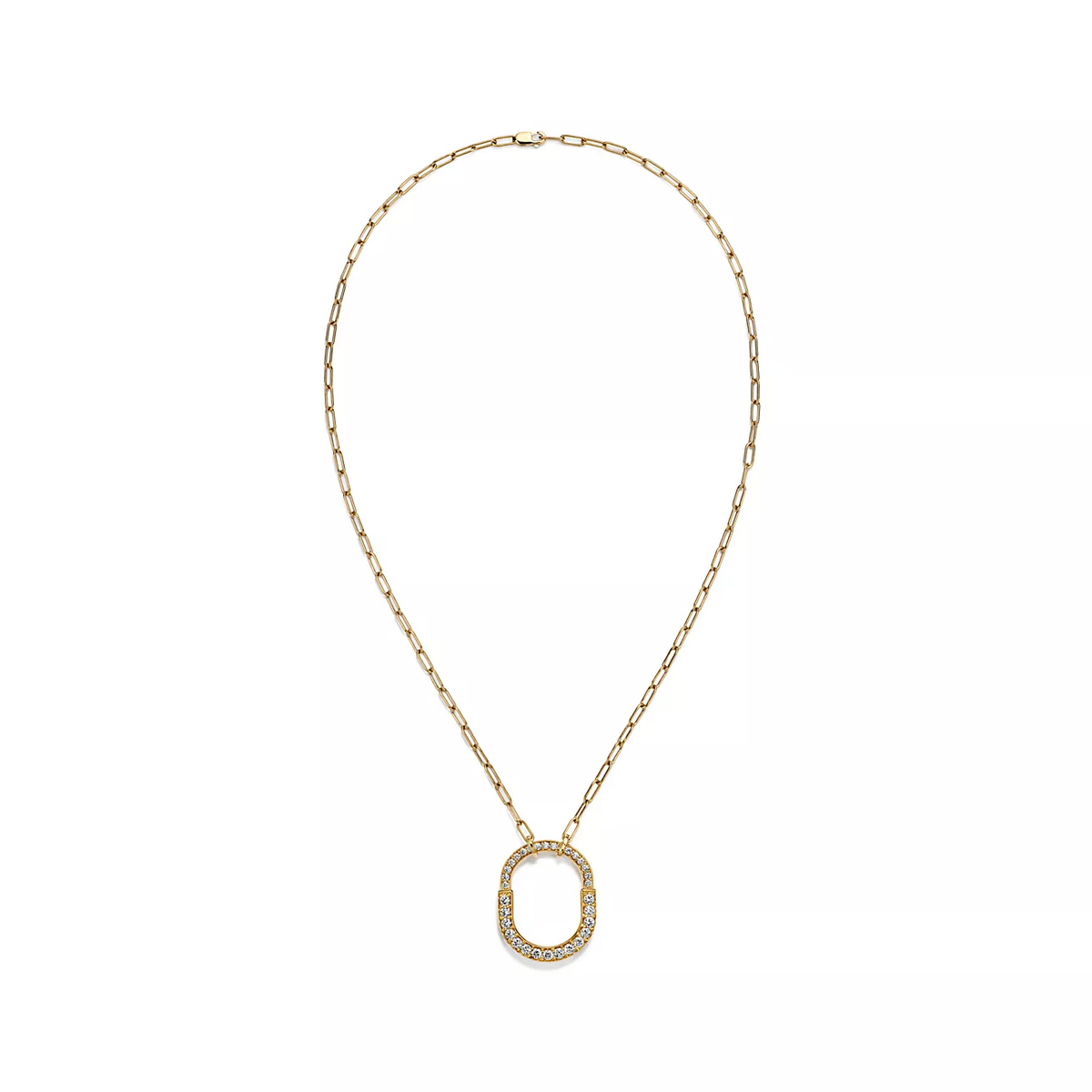 [⭐Luxery Jewels]LOCK NECKLACE MEDIUM PENDANT GOLD PAVED DIAMONDS