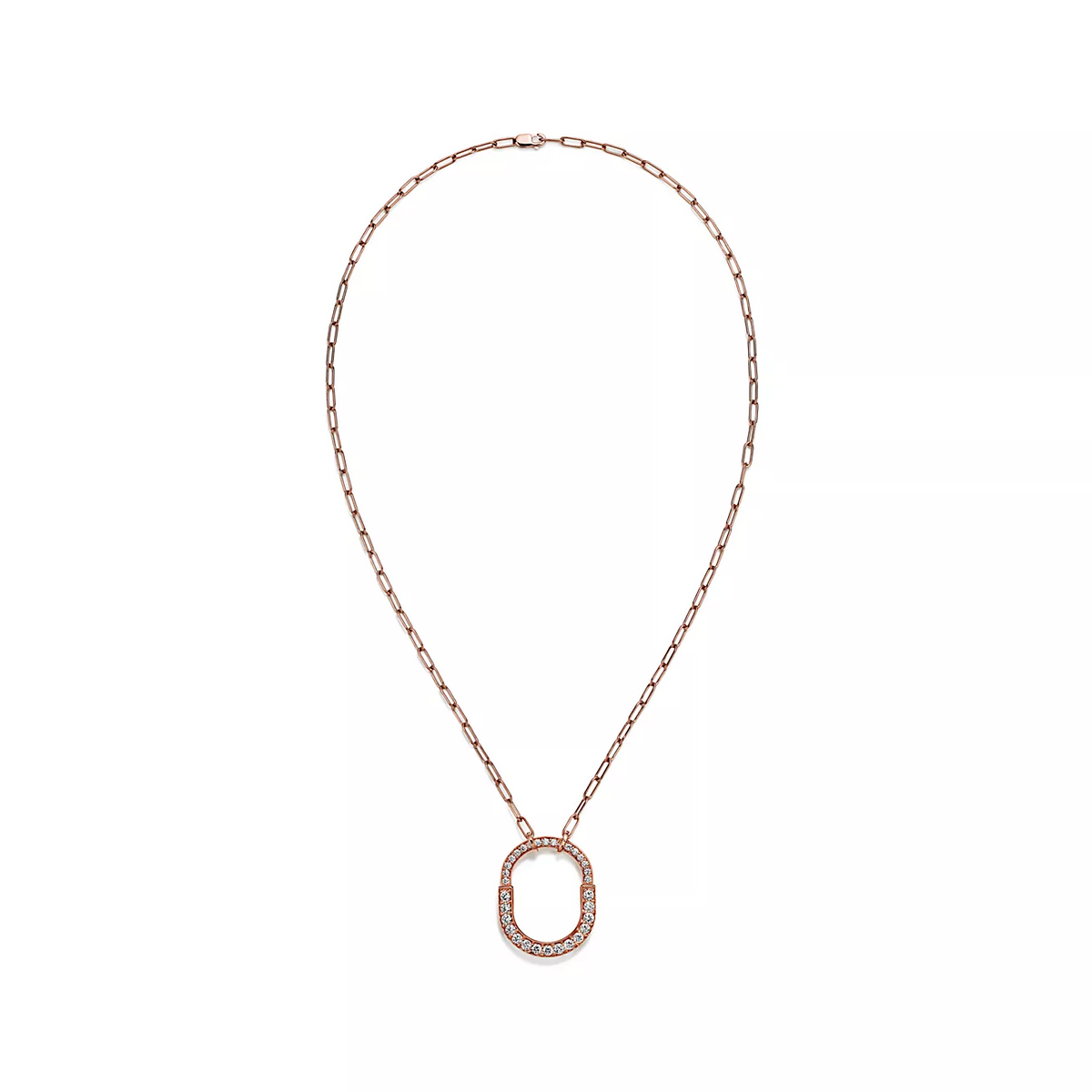 [⭐Luxery Jewels]SCHLOSS-HALSKETTE MITTLERER ANHÄNGER ROSÉGOLD MIT DIAMANT-PAVÉ
