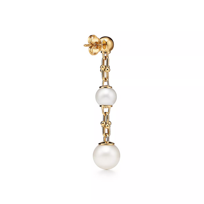 [⭐Luxery Jewels]DREIFACH-TROPFEN-HÄNGE OHRRINGE GOLD MIT SÜSSWASSERPERLEN