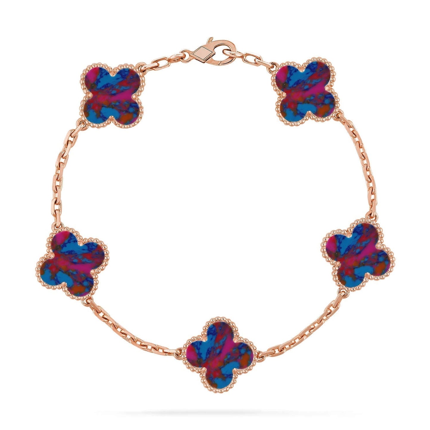 [Luxery]CLOVER 5 MOTIF COLOR GEMSTONES BRACELET COLLECTION