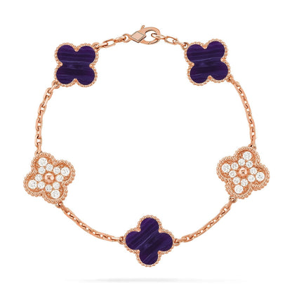 [Luxery]CLOVER 5 MOTIF PURPLE STRIPES BRACELET COLLECTION