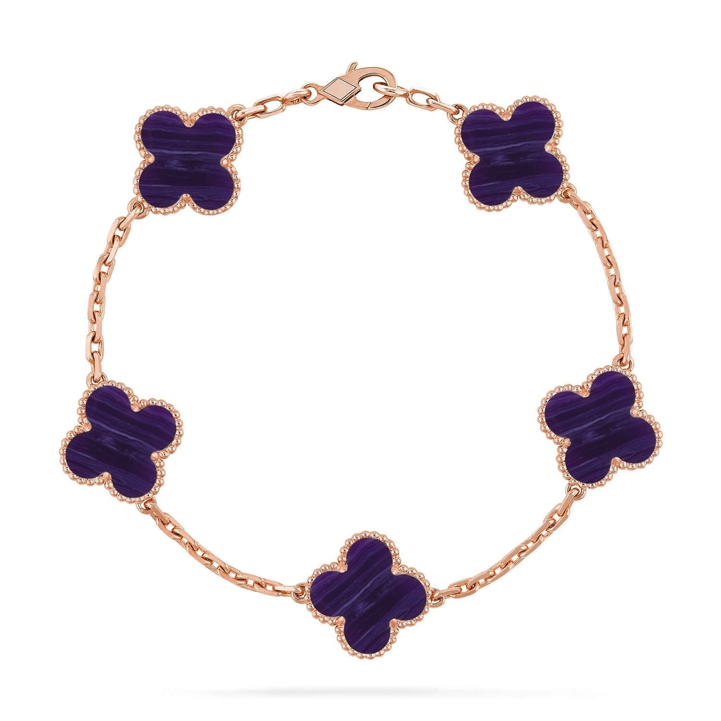 [Luxery]CLOVER 5 MOTIF PURPLE STRIPES BRACELET COLLECTION