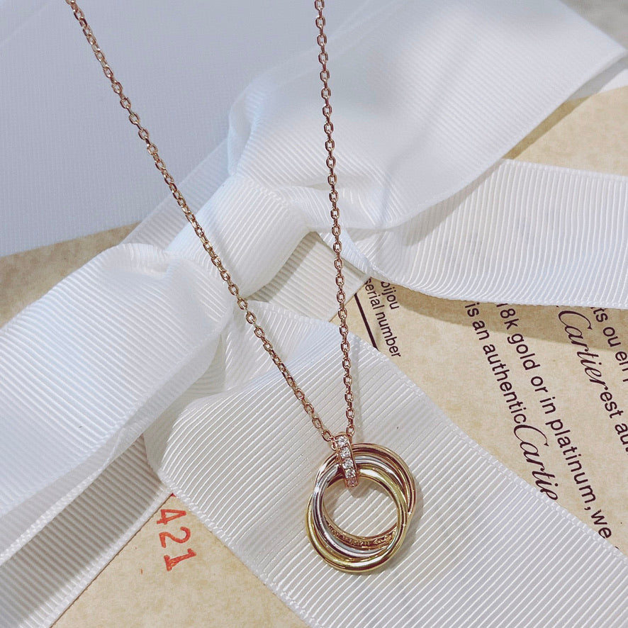 [Luxery]TRINITY NECKLACE GOLD  DIAMONDS