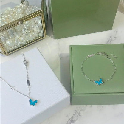 [Luxery]BUTTERFLY TURQUOISE BUTTERFLY BRACELET SILVER