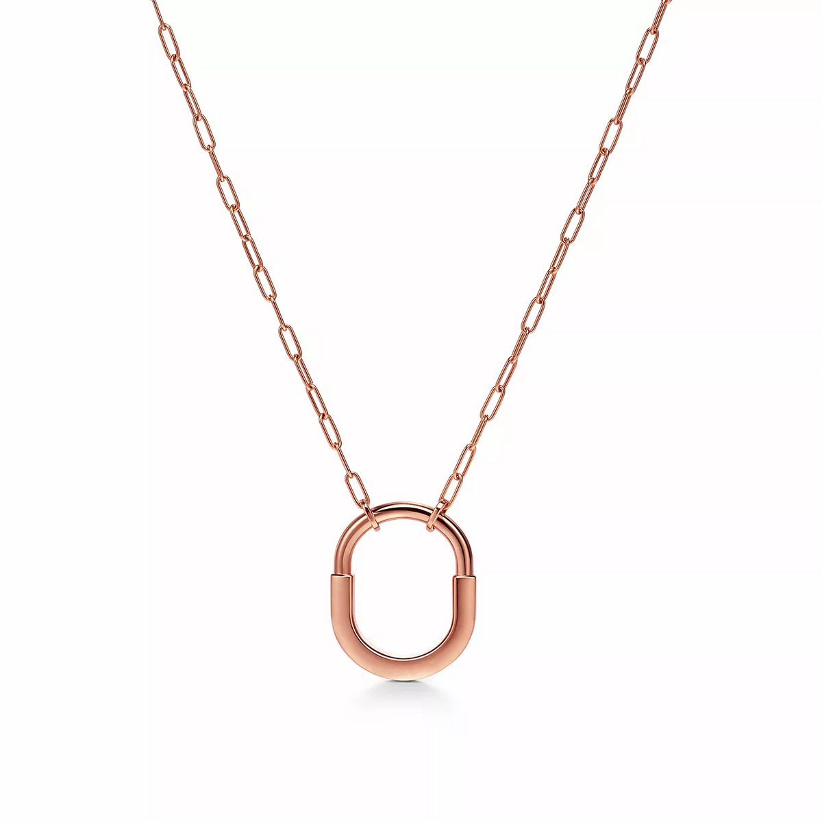 [⭐Luxery Jewels]LOCK MEDIUM PENDANT PINK DIAMOND PINK GOLD NECKLACE