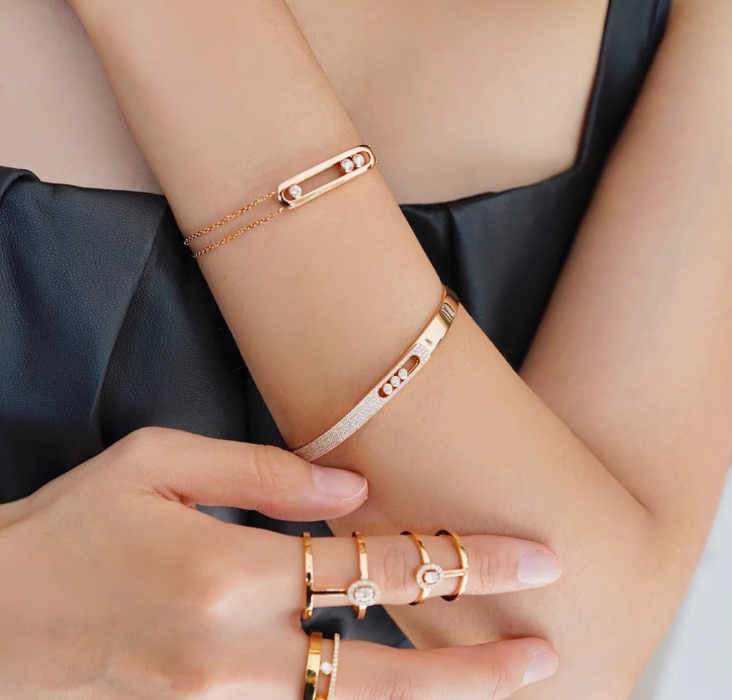 [Luxery]Move Noa Rose Gold Pavé Diamond Bangle Bracelet