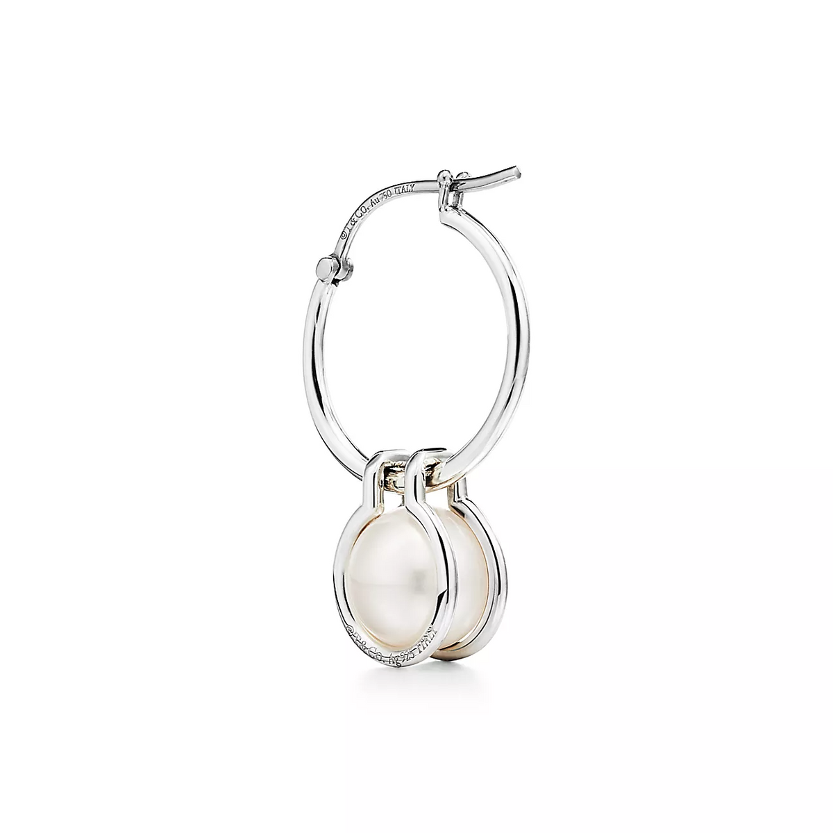 [⭐Luxery Jewels]PEARL HOOP SILVER EARRINGS