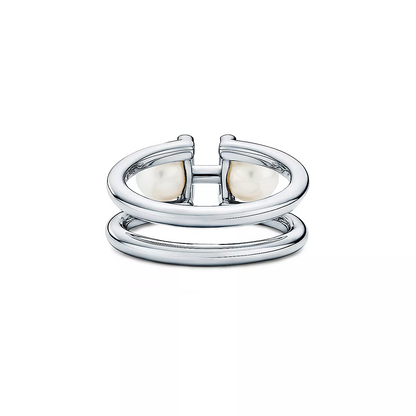 [⭐Luxery Jewels]DOUBLE PEARL SILVER RING