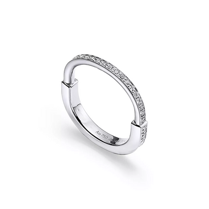 [⭐Luxery Jewels]LOCK RING SILVER DIAMOND PAVED