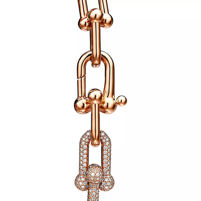 [⭐Luxery Jewels]ハードウェア ラージ リンク ピンクゴールド パヴェダイヤモンド ブレスレット