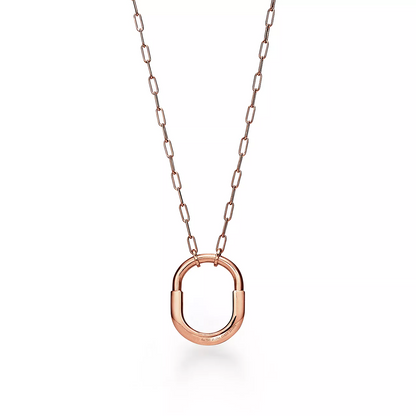 [⭐Luxery Jewels]SCHLOSS-HALSKETTE MITTLERER ANHÄNGER ROSÉGOLD MIT DIAMANT-PAVÉ
