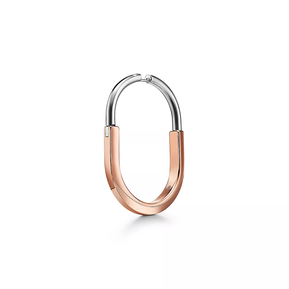 [⭐Luxery Jewels]LOCK EARRINGS ROSE AND WHITE GOLD DIAMONDS EXTRA LARGE