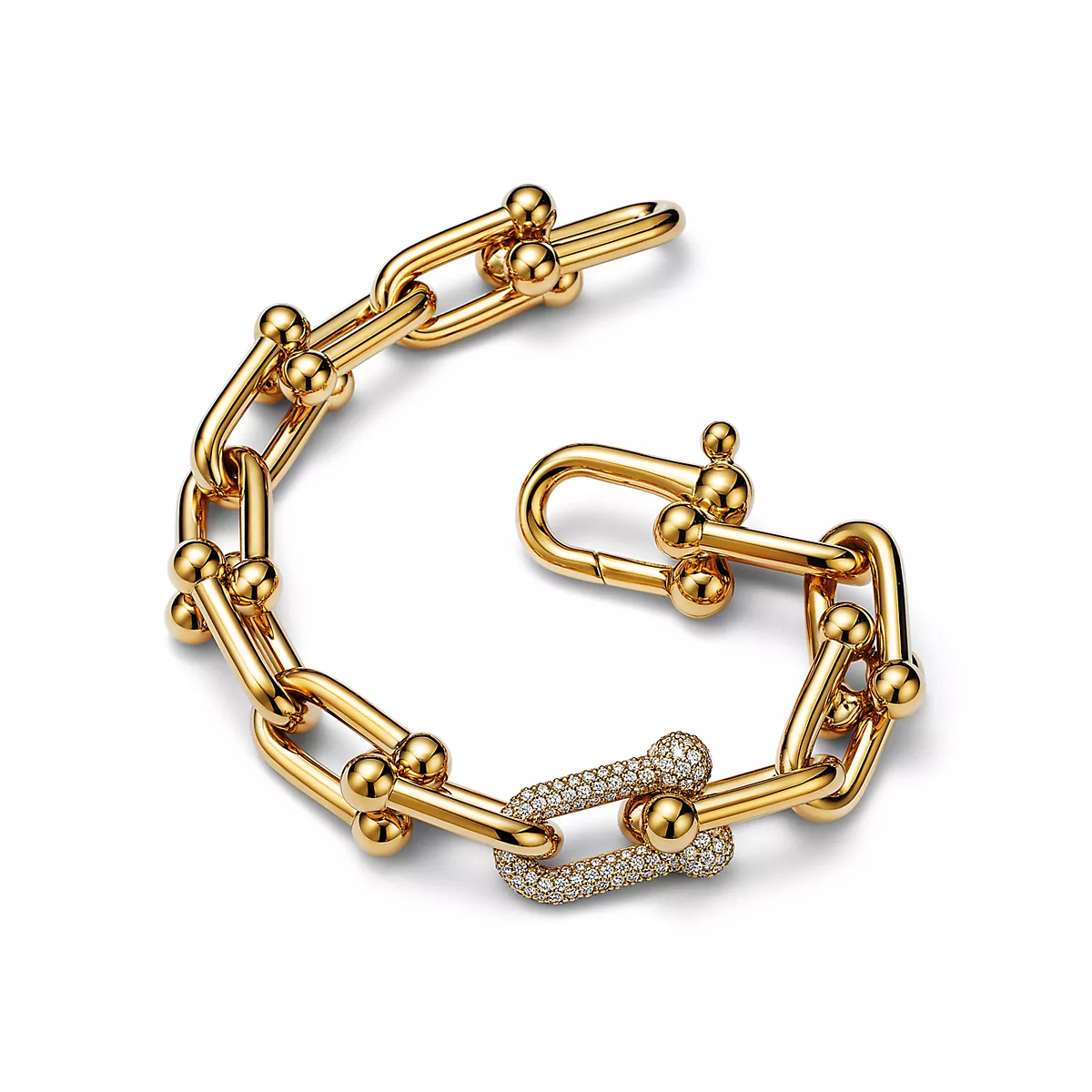 [⭐Luxery Jewels]HARDWEAR ARMBAND MIT GROSSEN GLIEDERN, GOLD UND DIAMANTEN